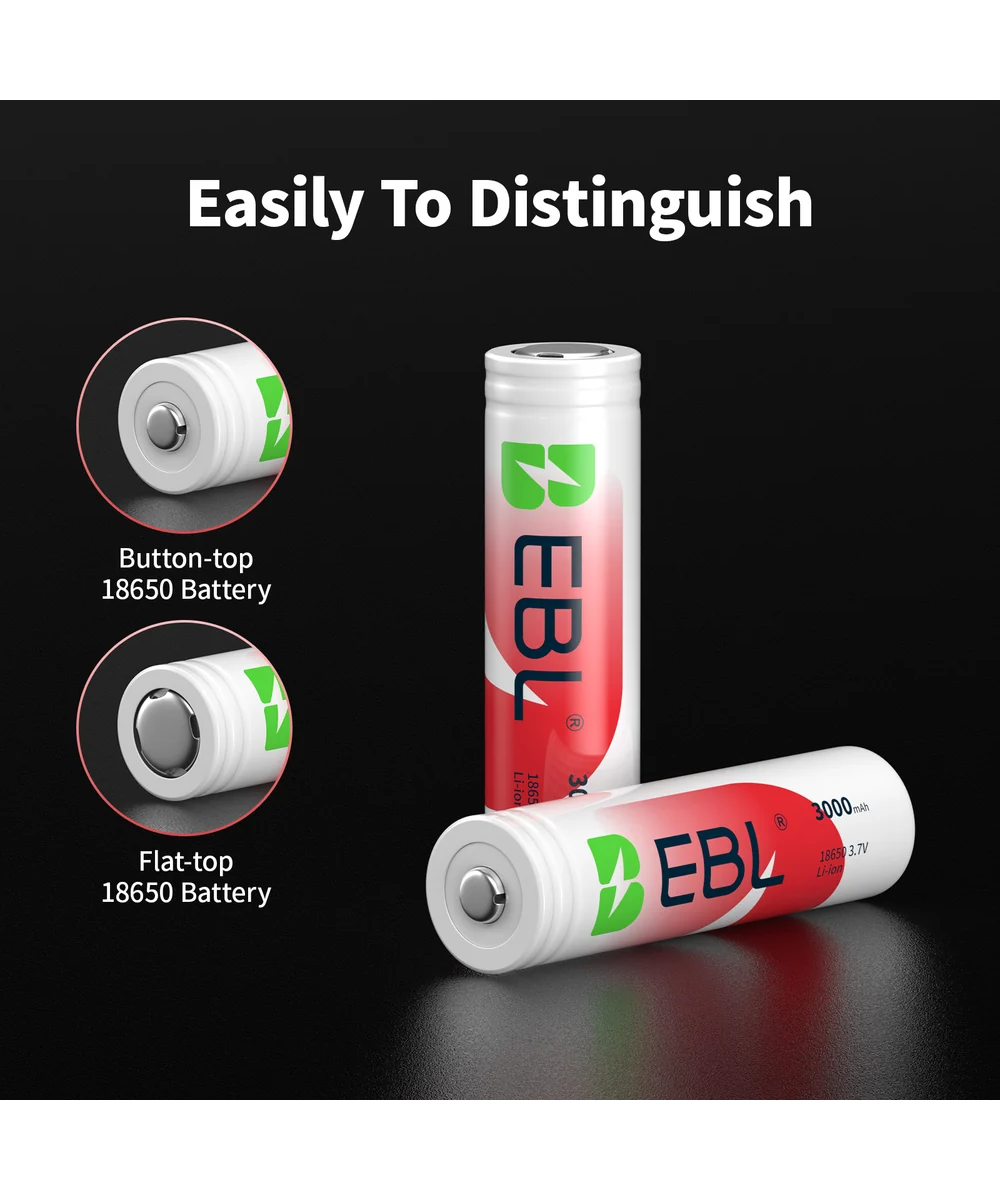 Bateria Recargable EBL BRC 18650 3000mAh - Boton Superior Protegido