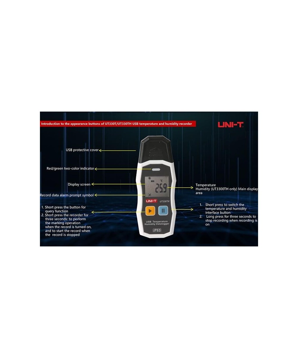 Registrador de datos USB de temperatura y humedad UNI-T UT330TH