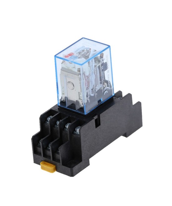 Rele electromagnético 14 pines 24V DC / 220V AC 5A con base para riel DIN MY4NJ HH54P