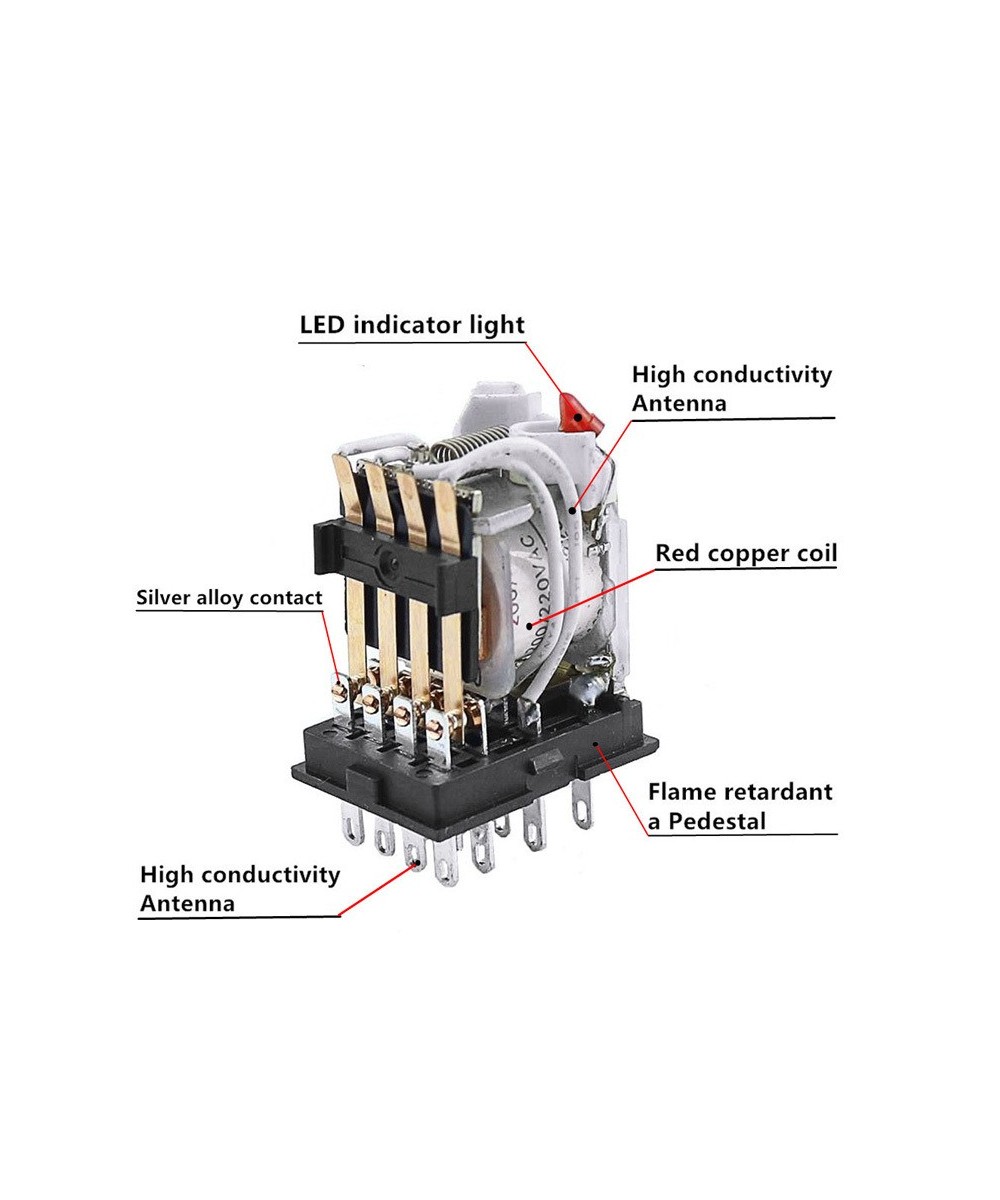 Rele electromagnético 14 pines 24V DC / 220V AC 5A con base para riel DIN MY4NJ HH54P