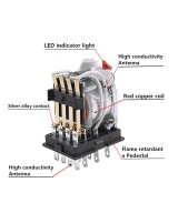 Rele electromagnético 14 pines 24V DC / 220V AC 5A con base para riel DIN MY4NJ HH54P