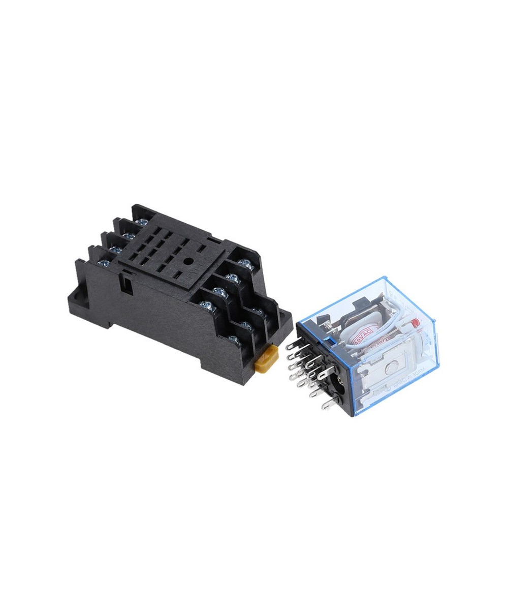 Rele electromagnético 14 pines 24V DC / 220V AC 5A con base para riel DIN MY4NJ HH54P