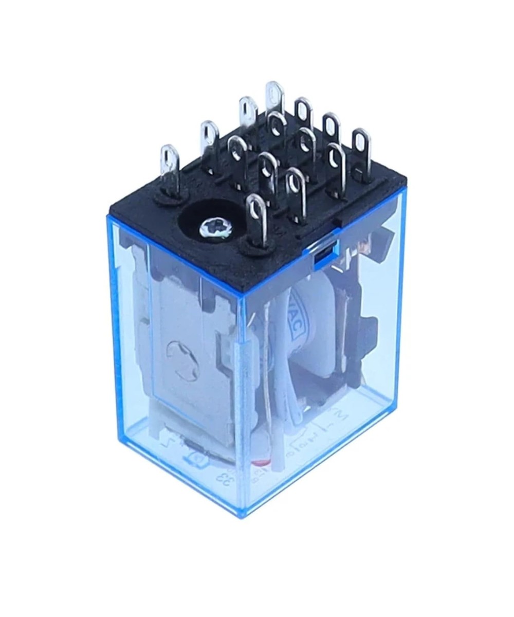 Rele electromagnético 14 pines 24V DC / 220V AC 5A con base para riel DIN MY4NJ HH54P