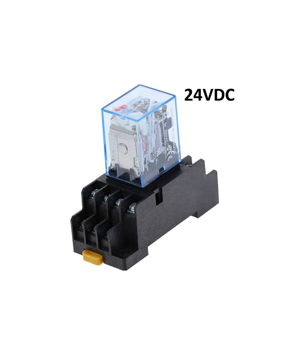 Rele electromagnético 14 pines 24V DC / 220V AC 5A con base para riel DIN MY4NJ HH54P