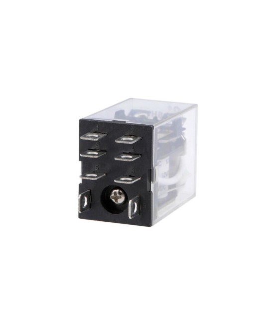 Rele electromagnético 8 pines 12/24 VDC / 110/220 VAC con base para riel DIN
