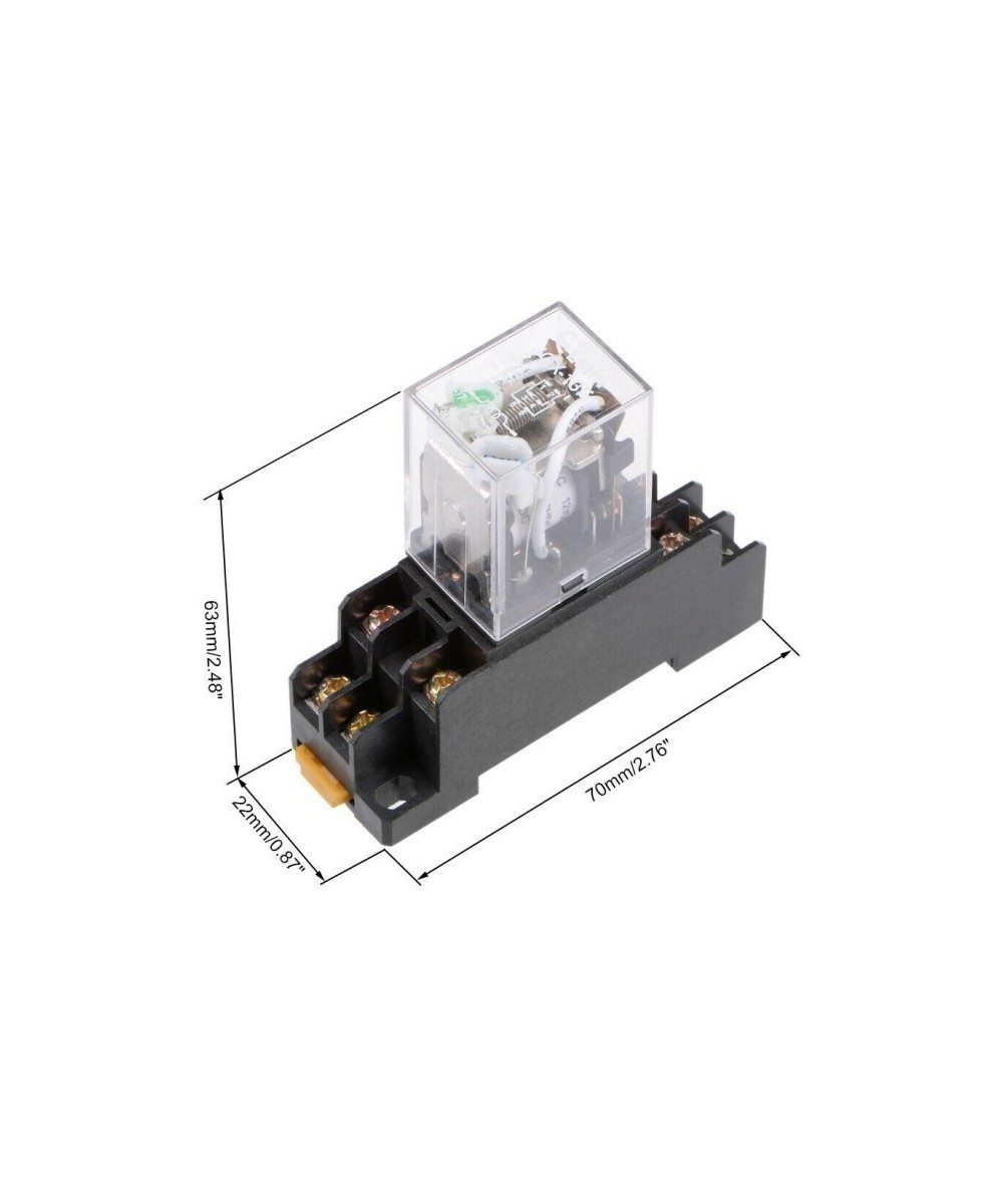 Rele electromagnético 8 pines 12/24 VDC / 110/220 VAC con base para riel DIN