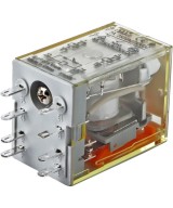 Rele electromagnético 8 pines 12/24 VDC / 110/220 VAC con base para riel DIN