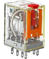 Rele electromagnético 8 pines 12/24 VDC / 110/220 VAC con base para riel DIN