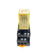 Rele electromagnético 11 pines 12/24 VDC / 110/220 VAC con base para riel DIN
