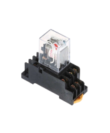 Rele electromagnético 11 pines 12/24 VDC / 110/220 VAC con base para riel DIN