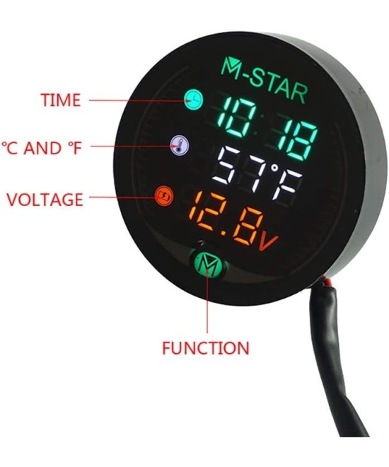 Medidor 3 en 1 Voltaje/Temperatura/Reloj