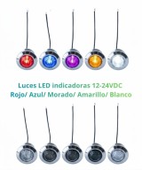 Luces LED indicadoras Cromadas 12-24VDC Rojo/ Azul/ Morado/ Amarillo/ Blanco