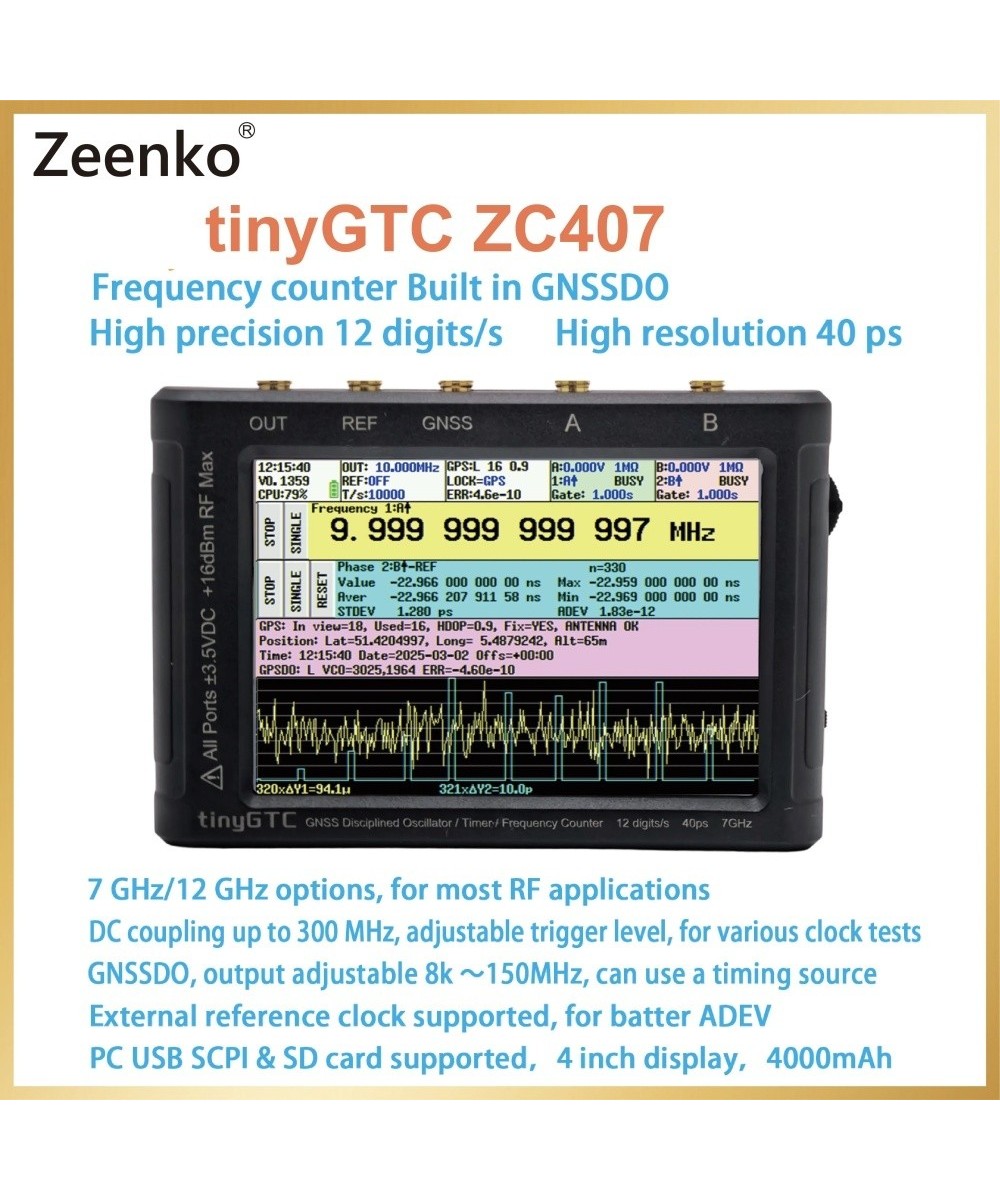 Contador de frecuencia TinyGTC ZC407 de 7 GHz Zeenko