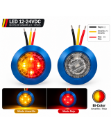 Luces LED indicadoras cromadas 12-24VDC Bicolor  Rojo/ Amarillo  Blanco/ amarillo Rojo/ azul