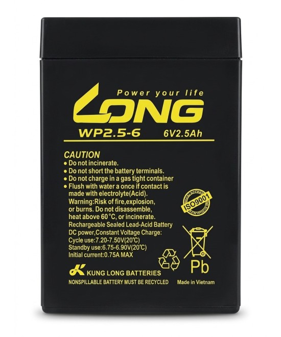 Bateria de acido 6V 2.5Ah LONG