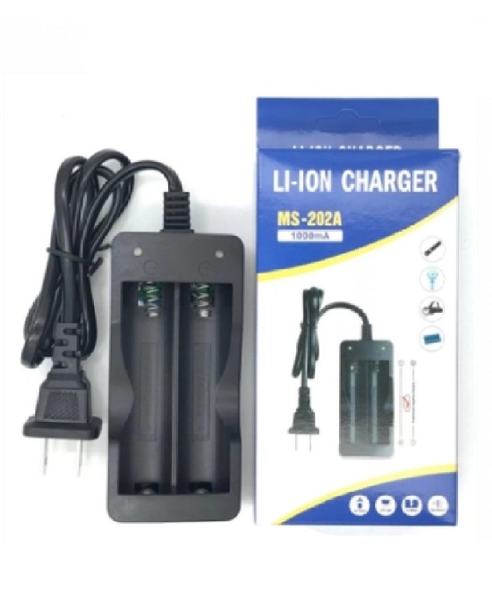 Cargador doble de baterías de litio 18650 4.2V 1000mAh MS-202A