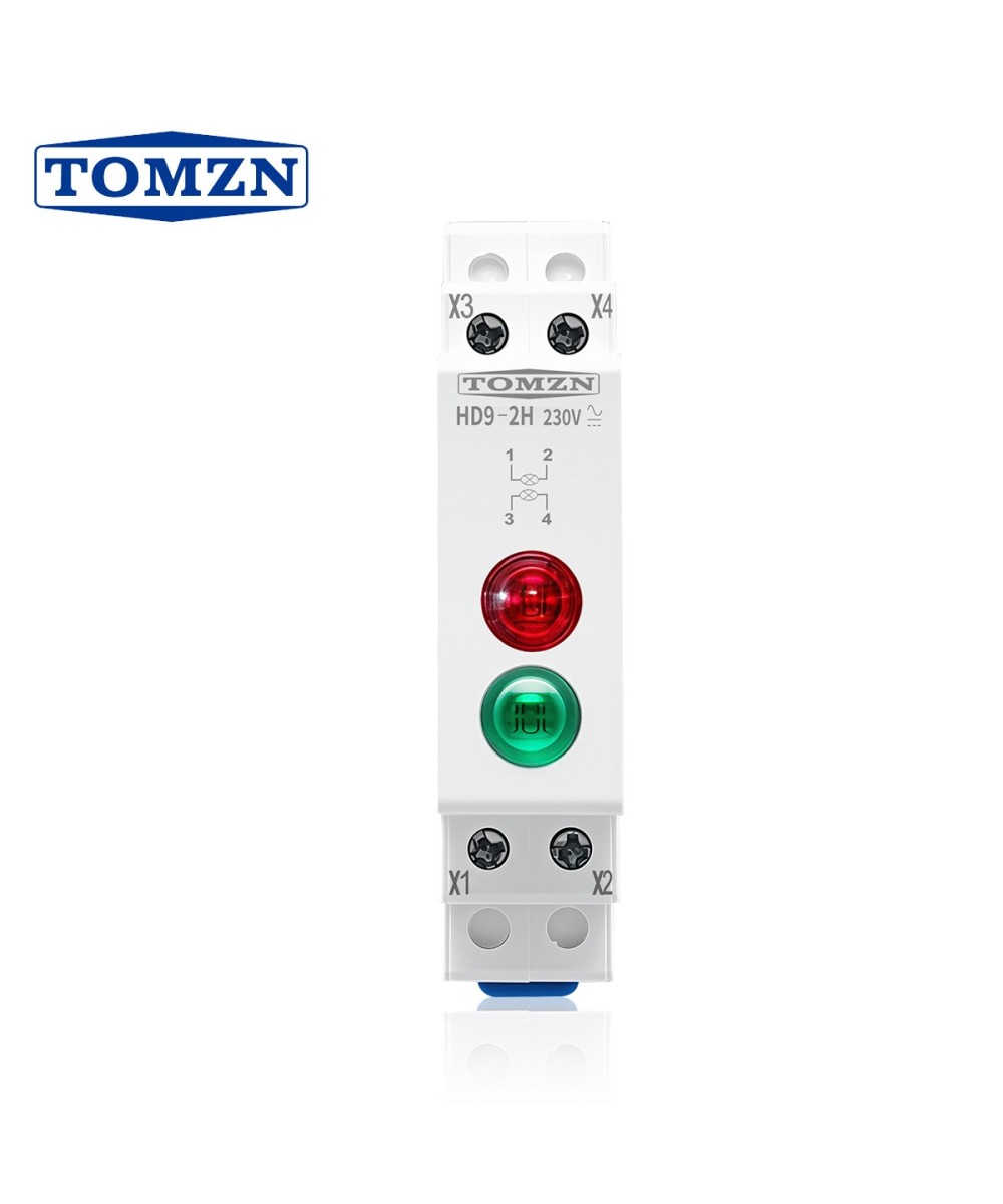 Luz piloto 230V AC/DC para riel DIN HD9 TOMZN