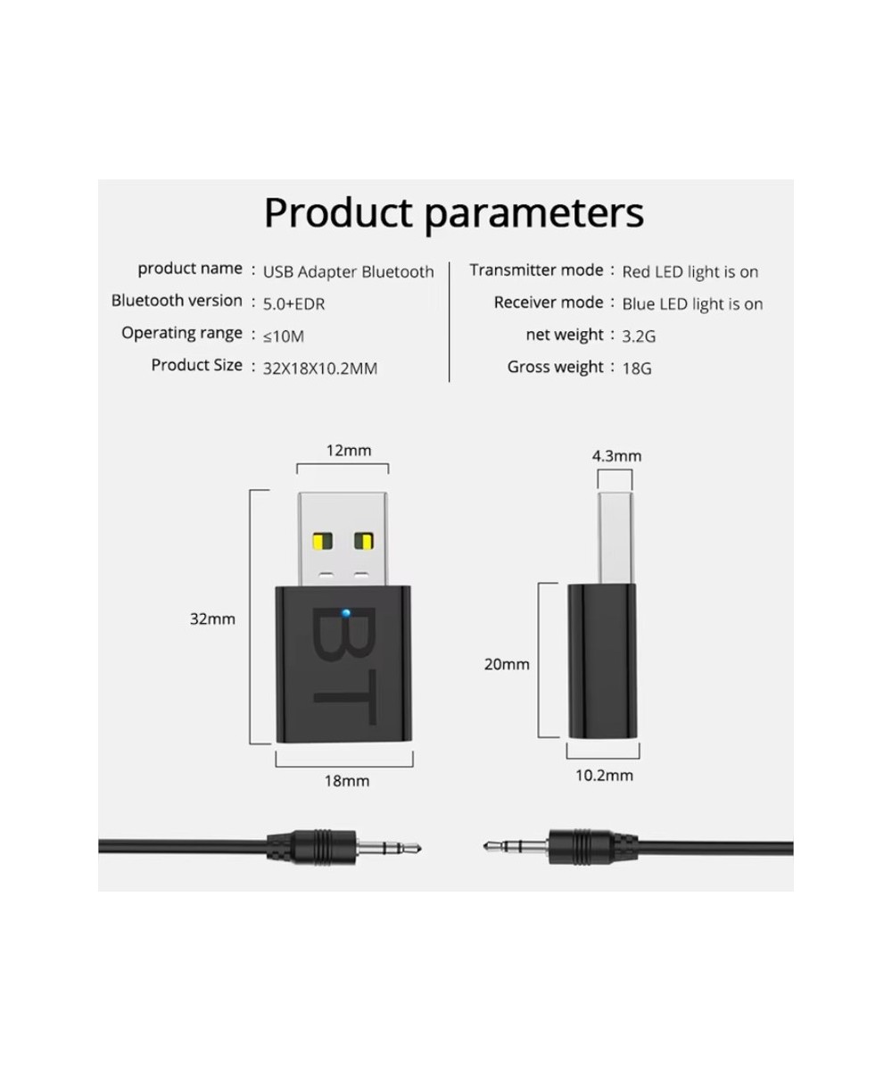 Receptor y transmisor de audio Bluetooth 5.0 2 en 1 AUX RCA USB 3.5MM