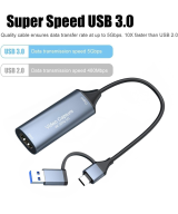 Capturadora de video HDMI 4K USB 3.0 tipo C 2 en 1