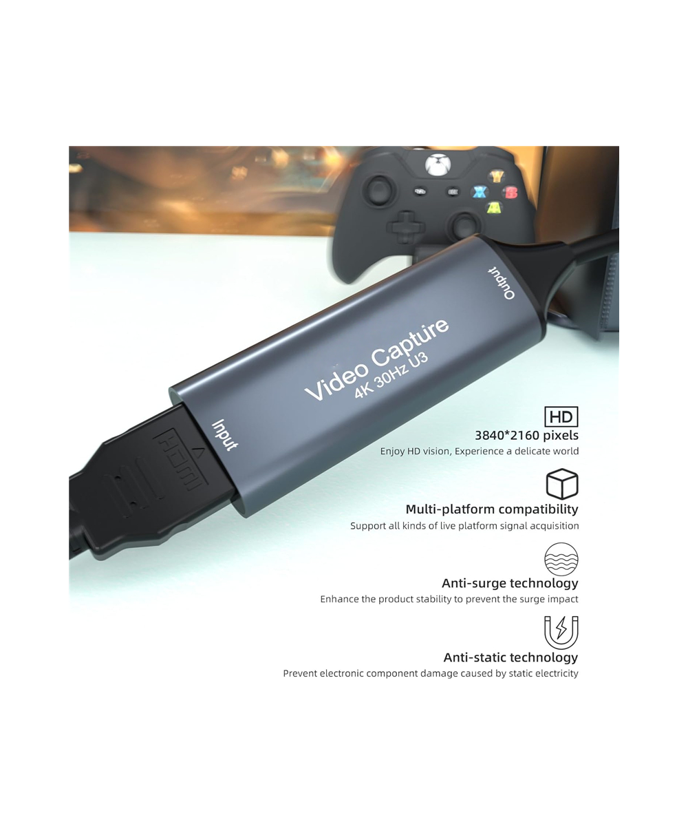 Capturadora de video HDMI 4K USB 3.0 tipo C 2 en 1