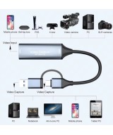 Capturadora de video HDMI 4K USB 3.0 tipo C 2 en 1