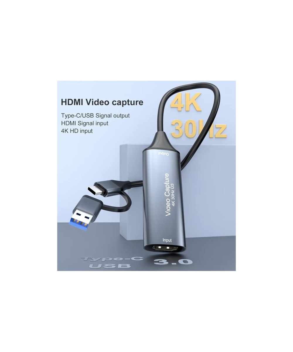 Capturadora de video HDMI 4K USB 3.0 tipo C 2 en 1