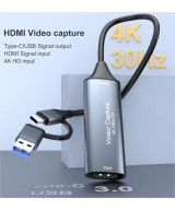 Capturadora de video HDMI 4K USB 3.0 tipo C 2 en 1