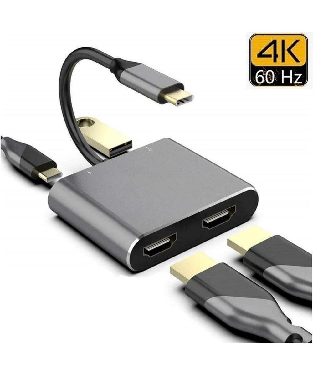 Adaptador USB-C A HDMI+HDMI+USB-3.0+USB-C