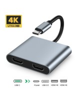 Adaptador USB-C A HDMI+HDMI+USB-3.0+USB-C