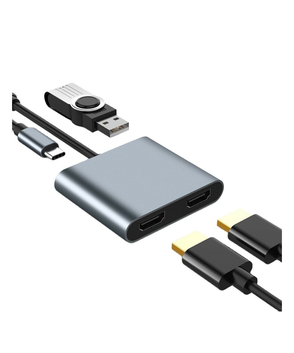 Adaptador USB-C A HDMI+HDMI+USB-3.0+USB-C