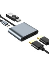 Adaptador USB-C A HDMI+HDMI+USB-3.0+USB-C