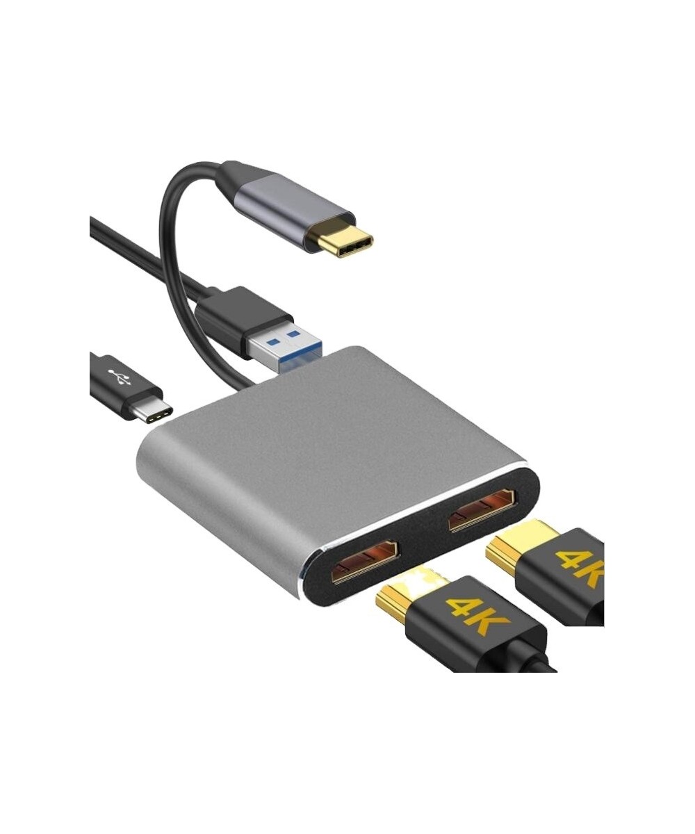 Adaptador USB-C A HDMI+HDMI+USB-3.0+USB-C