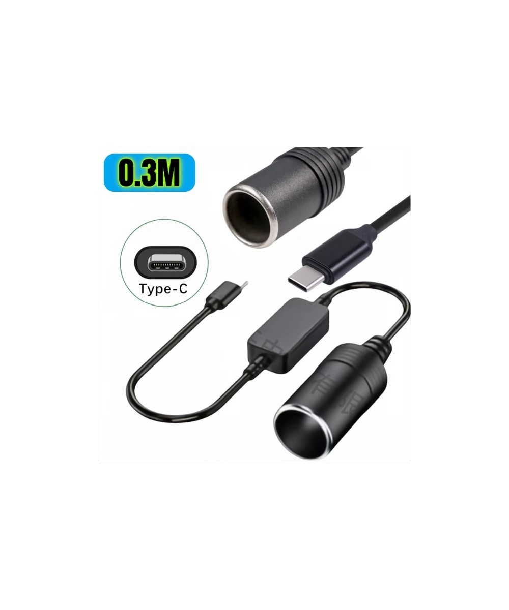 Convertidor elevador de voltaje USB-C a cigarrera