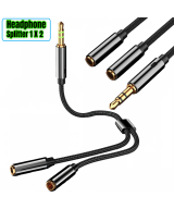 Separador de audio para auriculares de 3.5mm 1 macho a 2 hembras
