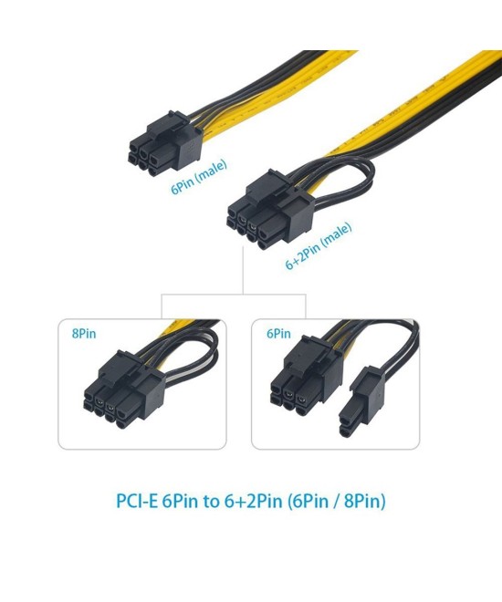 Cable de alimentación PCI‑E Express de 6 pines a 8 pines (6+2)
