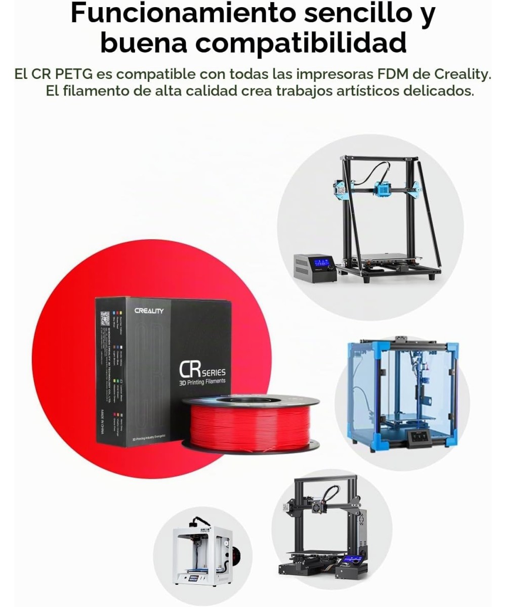 Filamento PETG Creality 1.75MM Negro 1 Kg