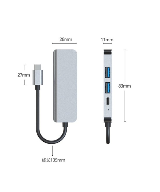 Adaptador USB-C a USB 3.0 / USB 3.0 / HDMI / USB-C