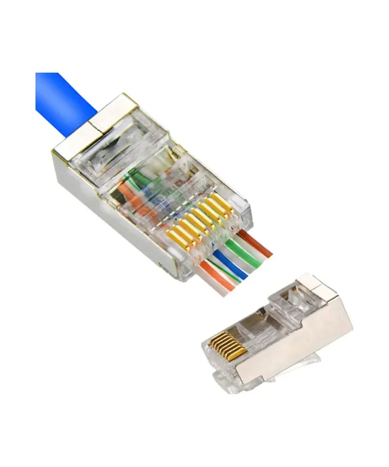 Conector RJ45 cat5e pasante metalico protegido (2 unidades)