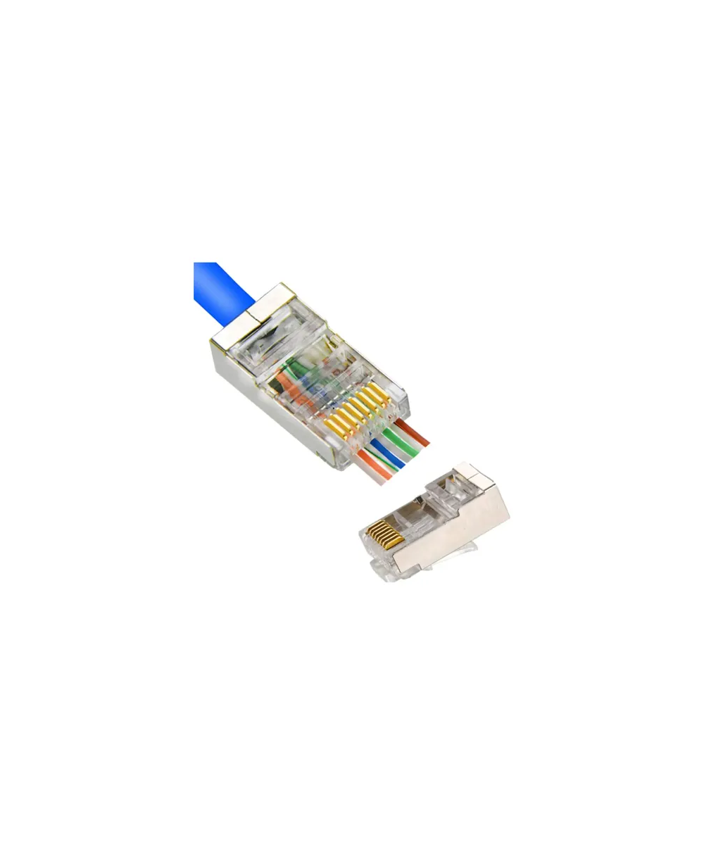 Conector RJ45 cat5e pasante metalico protegido (2 unidades)