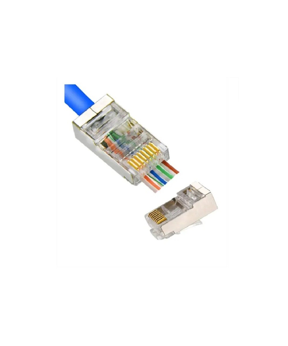 Conector RJ45 cat5e pasante metalico protegido (2 unidades)