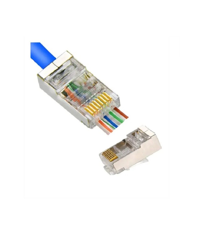 Conector RJ45 cat5e pasante metalico protegido (2 unidades)