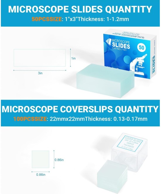 Placas para microscopio 50 Portaobjetos y 100 cubreobjetos