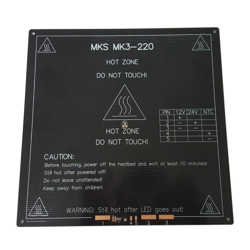 Base termica impresora 3D 220mmx220mmx3mm 110 oc Base termica impresora 3D 220mmx220mmx3mm 110 oc