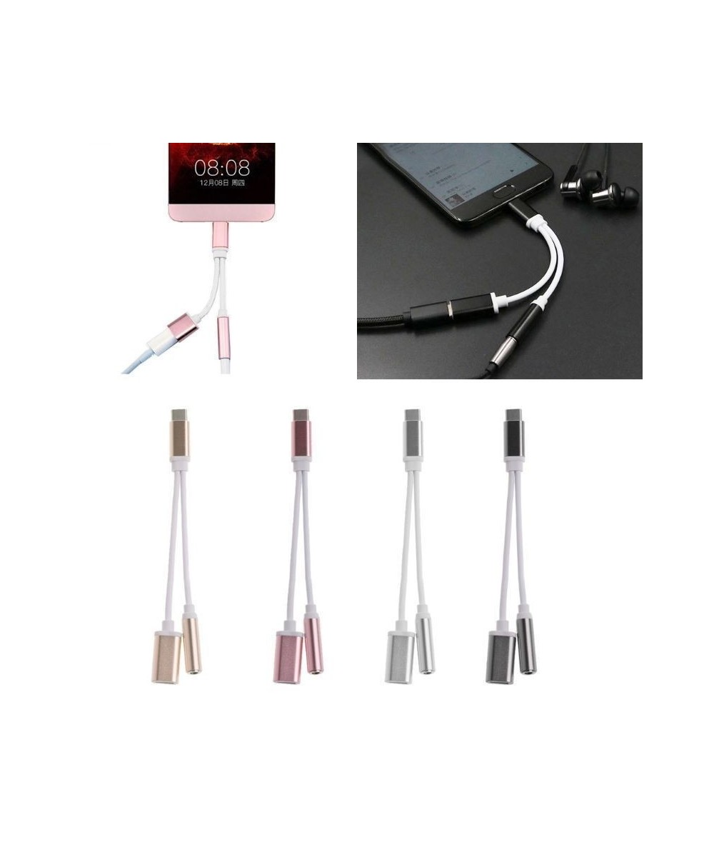 USB-c a audio 3.5mm y cargador