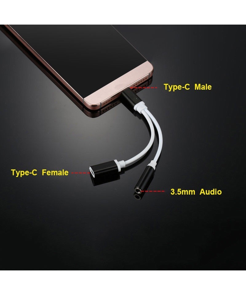 USB-c a audio 3.5mm y cargador
