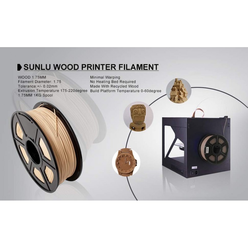 Filamento de madera para impresora 3D de 1.75 Filamento de madera para impresora 3D de 1.75