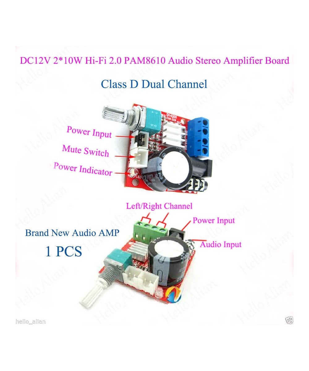 Mini amplificador de audio  Hi-Fi PAM8610 2X10W clase D